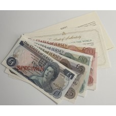 JERSEY 1978 . ONE 1 - TWENTY 20 POUNDS BANKNOTES . SPECIMEN SET